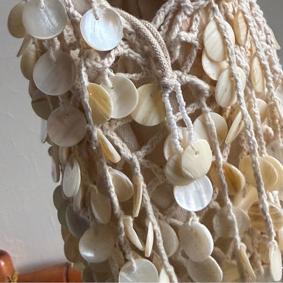 Zara Pearlescent Shell Beaded Bucket Bag Mini Cream Coastal Resort Blogger NWT - Picture 11 of 13